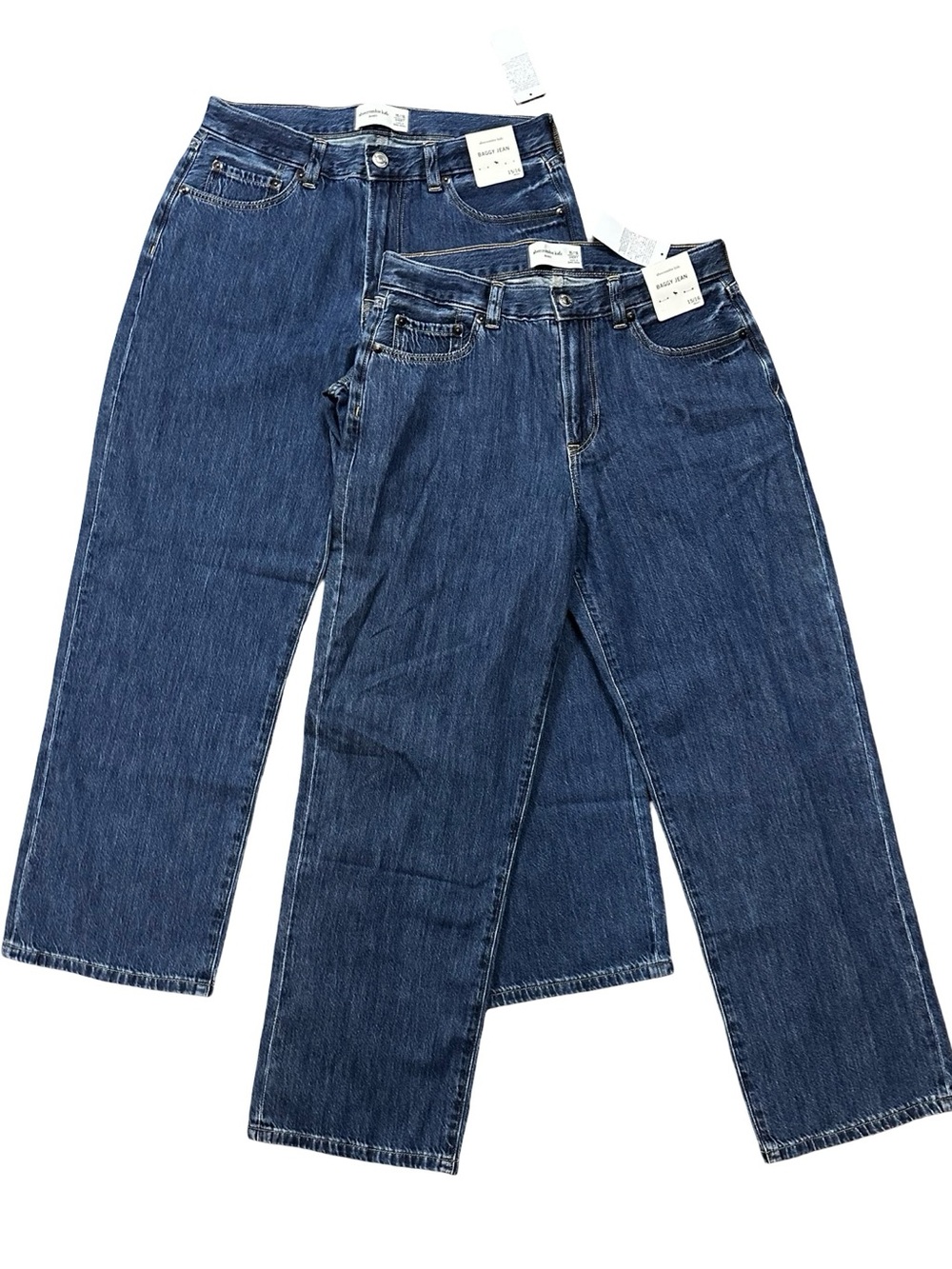 NWT Abercrombie Kids Lot of 2 Baggy Jean Size 15/16 Short 100% Cotton Denim
